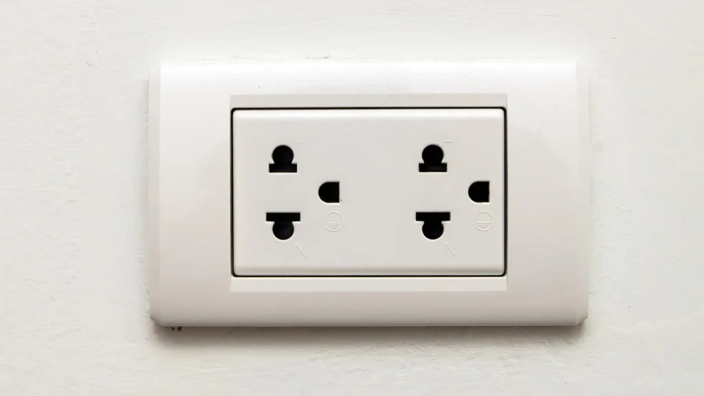 Non-working outlet, possibly caused by tripped breakers or loose wiring