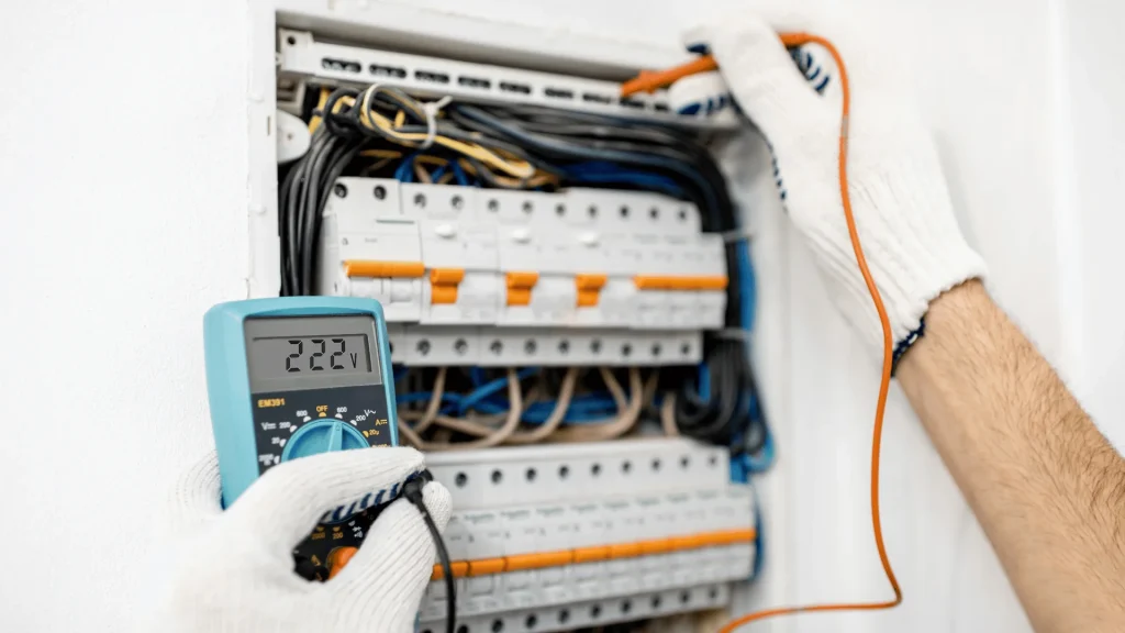 Electrician installing new wiring in a home