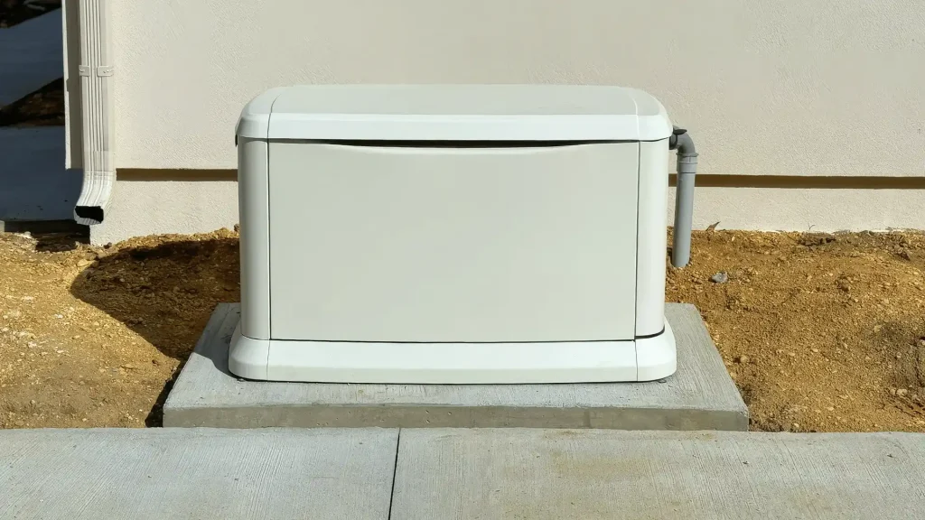 Whole house standby generator installed outside home