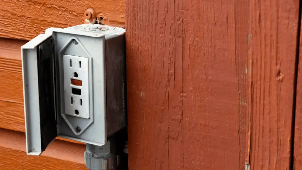 Electrician installing an electrical outlet